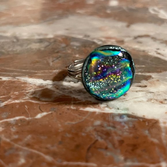 RENAISSANCE FAIR Gorgeous Glass Art Ring Size 7 (but adjustable) - Picture 12 of 12